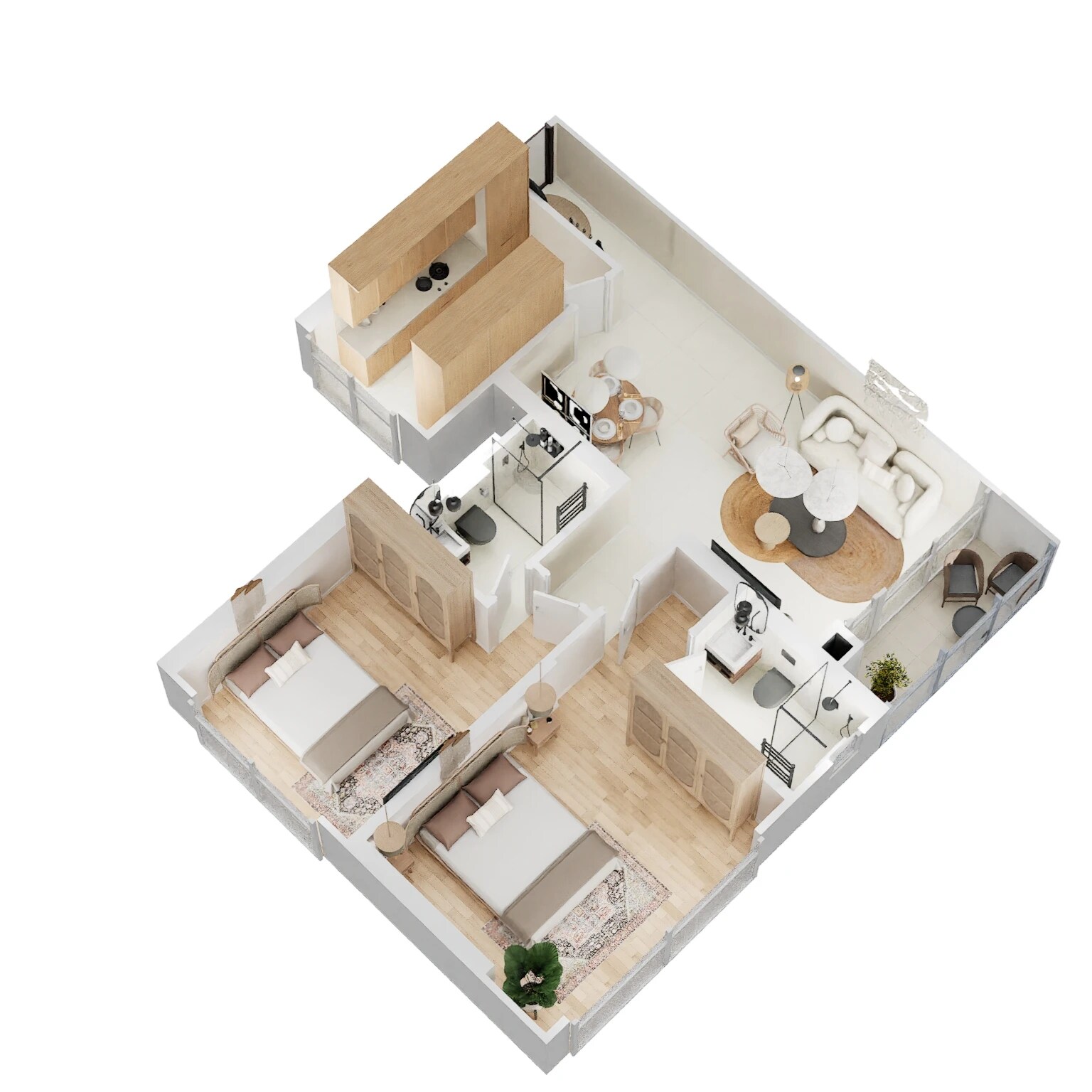 Floor plan of 2 BHK 840 Sq. Ft. Apartment in Prestige Jasdan Classic, Mumbai