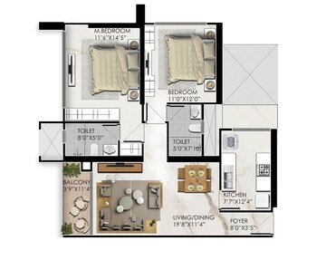  2 BHK Apartment at Prestige Jasdan Classic, Mahalaxmi – for Sale