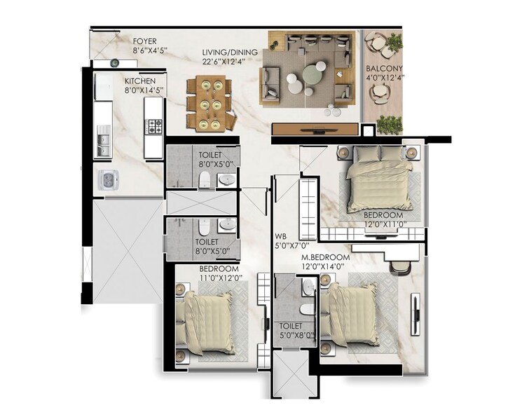 Other, prestige-jasdan-classic 3 Bedroom 1256 Sq.Ft. Apartment In Mahalaxmi Mumbai 9208149