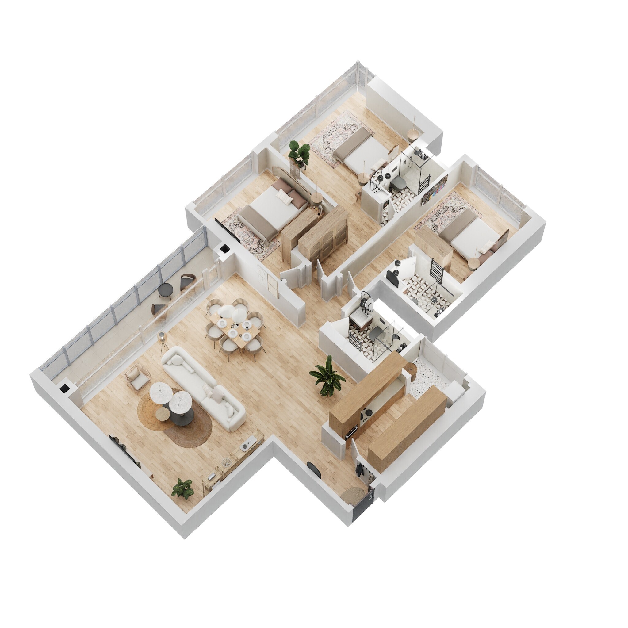 Floor plan of 3 BHK 1740 Sq. Ft. Apartment in Prestige Jasdan Classic, Mumbai