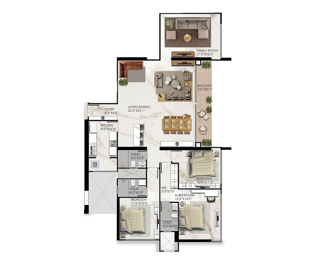  4 BHK Apartment at Prestige Jasdan Classic, Mahalaxmi – for Sale