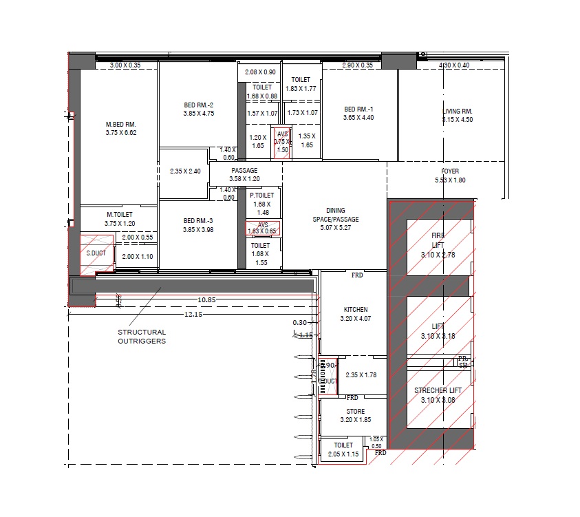 4 BHK 2500 Sq. Ft. Apartment in Prestige Ocean Towers