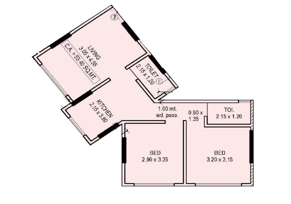 2 BHK 575 Sq. Ft. Apartment