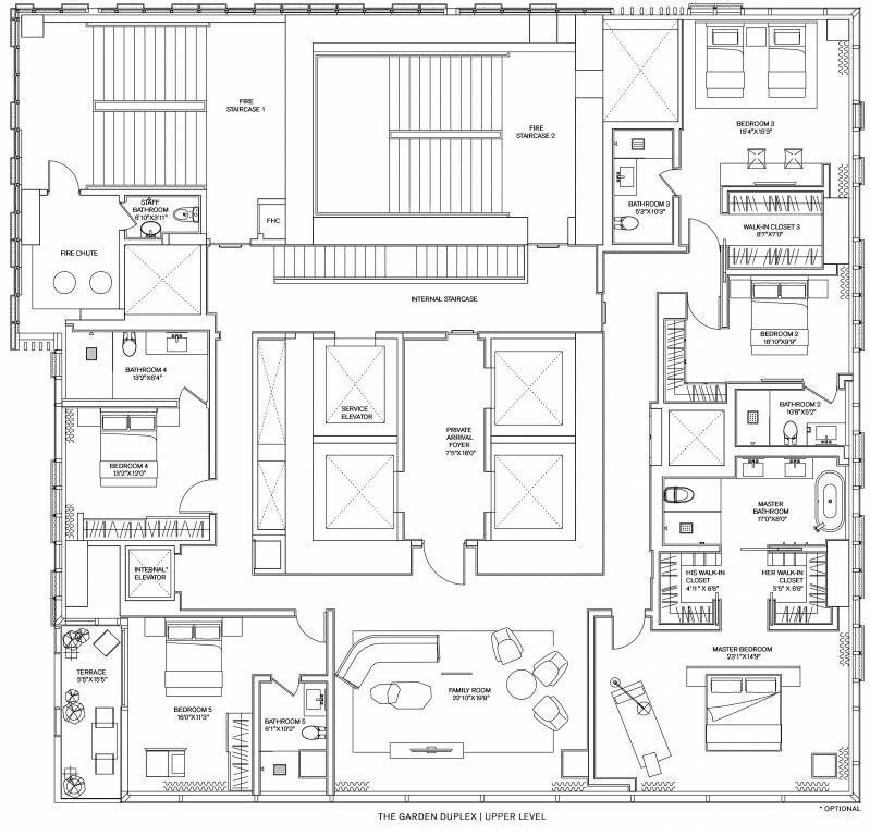 Floor plan of 5 BHK 4453 Sq. Ft. Apartment in Provenance Four Seasons Private Residences, Mumbai