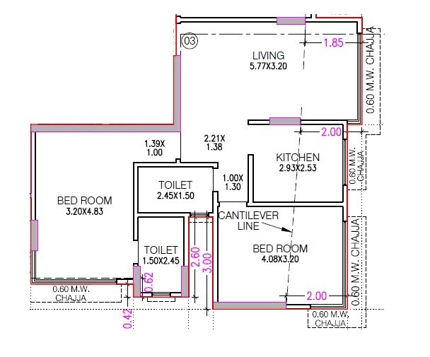 2 BHK 631 Sq. Ft. Apartment