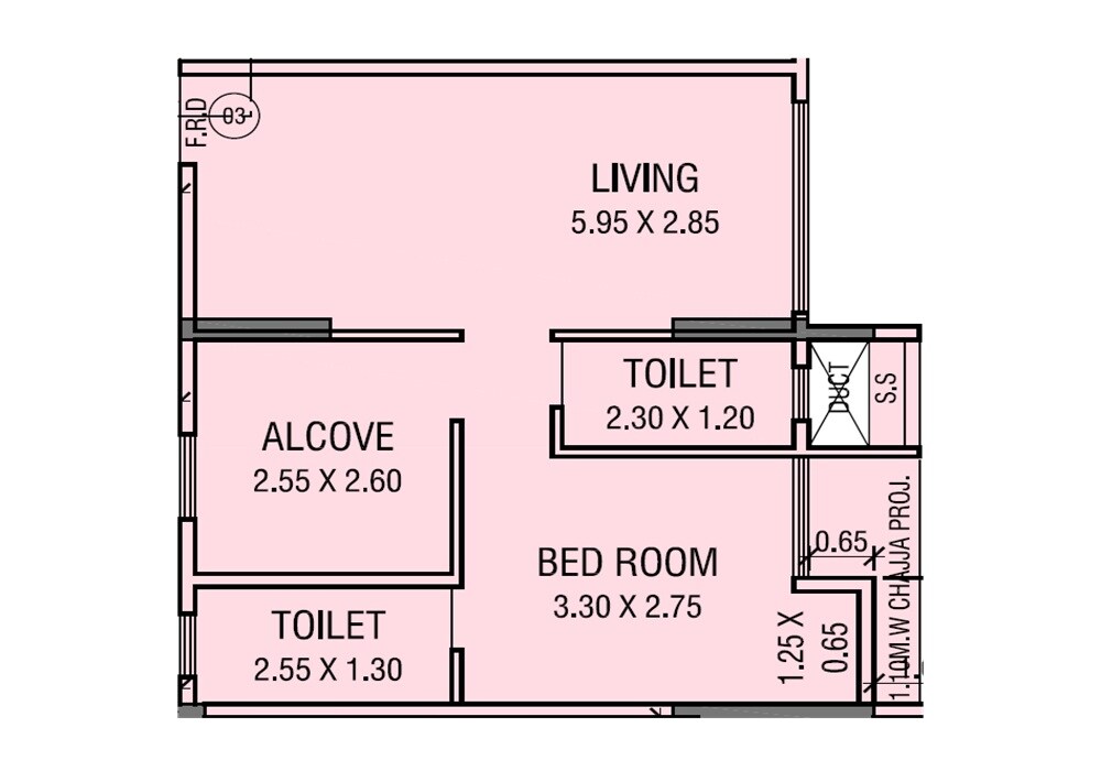 Floor plan of 1 BHK 459 Sq. Ft. Apartment in PSK Aster 909, Mumbai