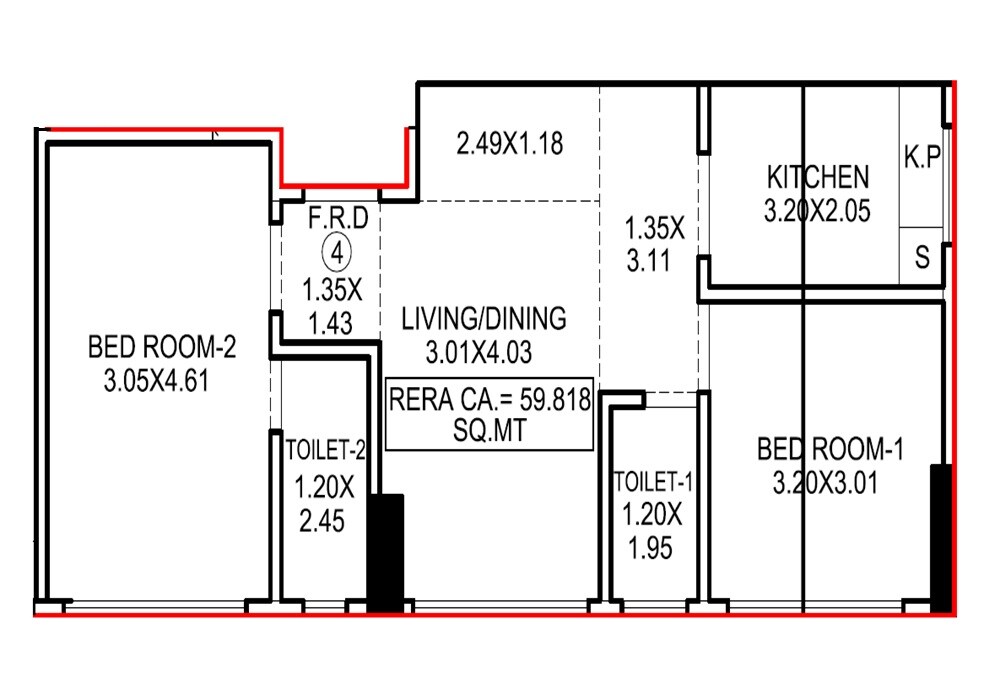 2 BHK 644 Sq. Ft. Apartment
