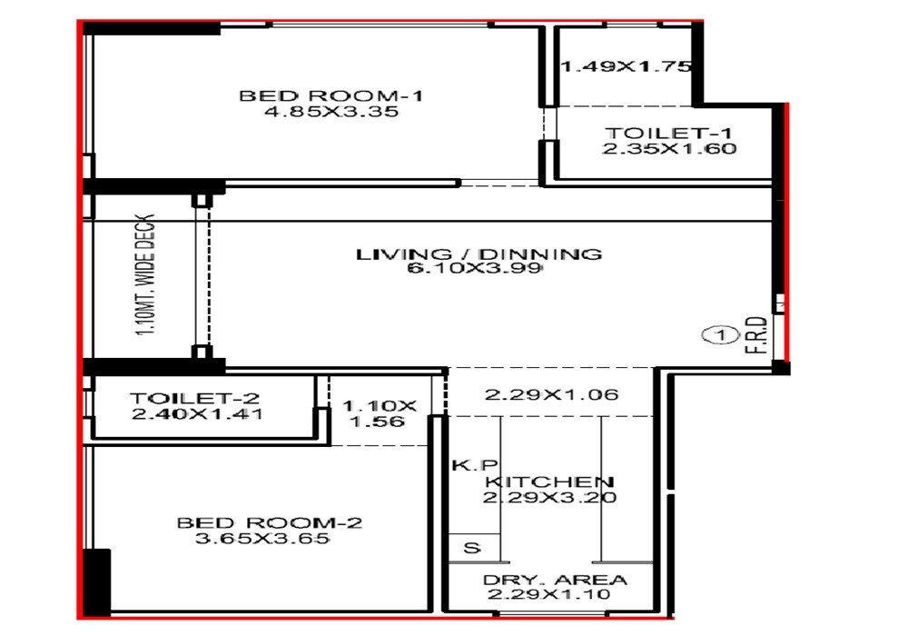 Floor plan of 2 BHK 920 Sq. Ft. Apartment in Puje Ayana, Mumbai