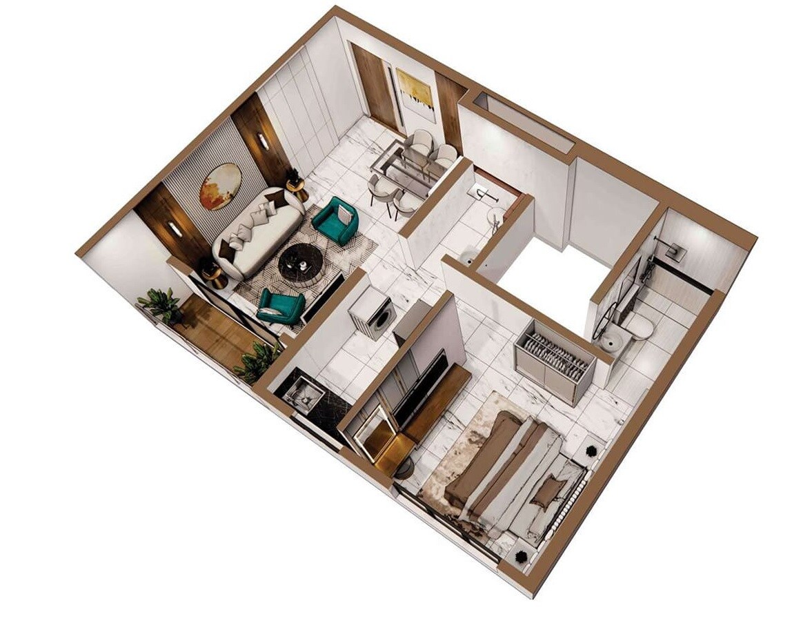 Floor plan of 1 BHK 455 Sq. Ft. Apartment in Puneet Amarjyoti, Mumbai