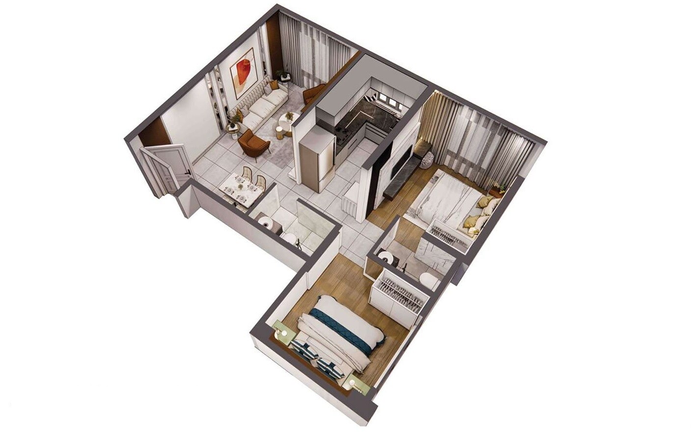Floor plan of 2 BHK 525 Sq. Ft. Apartment in Puneet Amarjyoti, Mumbai