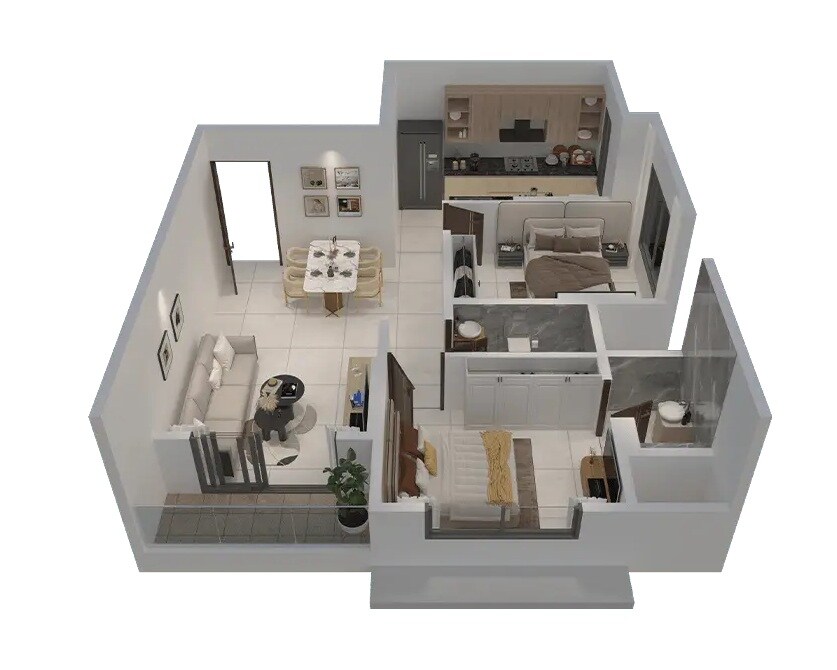 2 BHK 586 Sq. Ft. Apartment