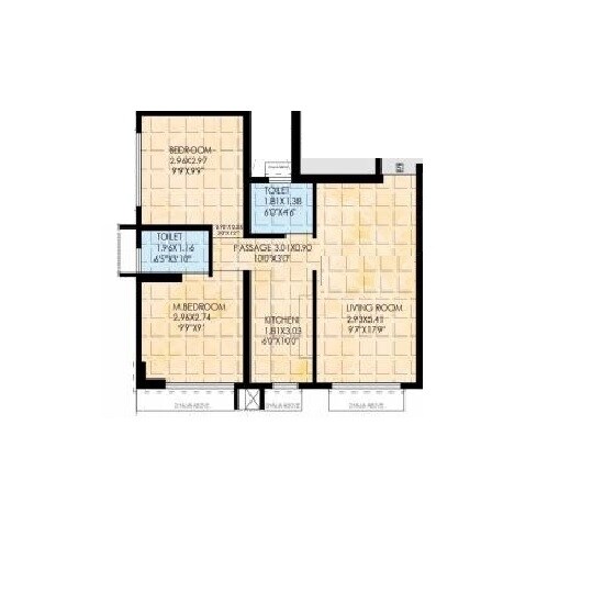 Floor plan of 2 BHK 549 Sq. Ft. Apartment in Puneet Brahmand, Mumbai