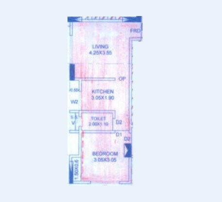 Floor plan of 1 BHK 501 Sq. Ft. Apartment in Puneet Prime, Mumbai