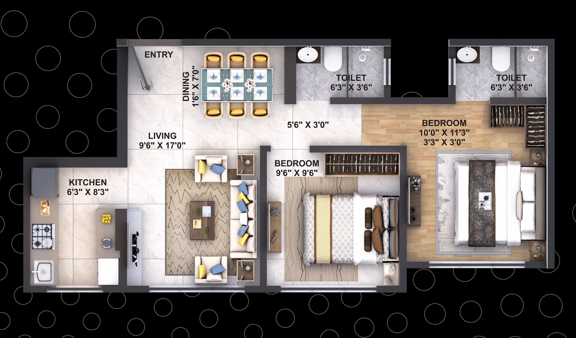 Floor plan of 2 BHK 463 Sq. Ft. Apartment in Puneet Shivalaya, Mumbai