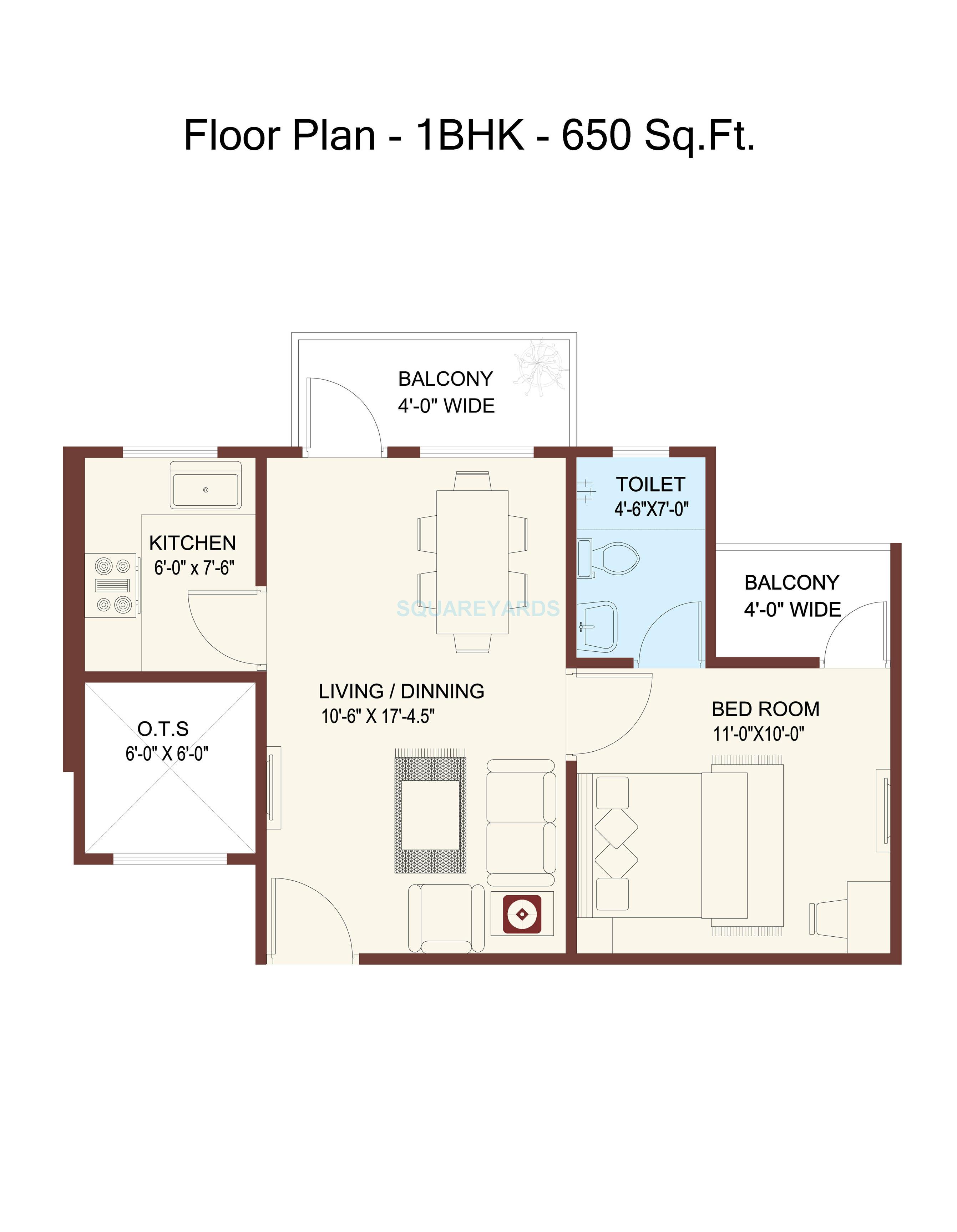 1 Bhk 650 Sq Ft Apartment