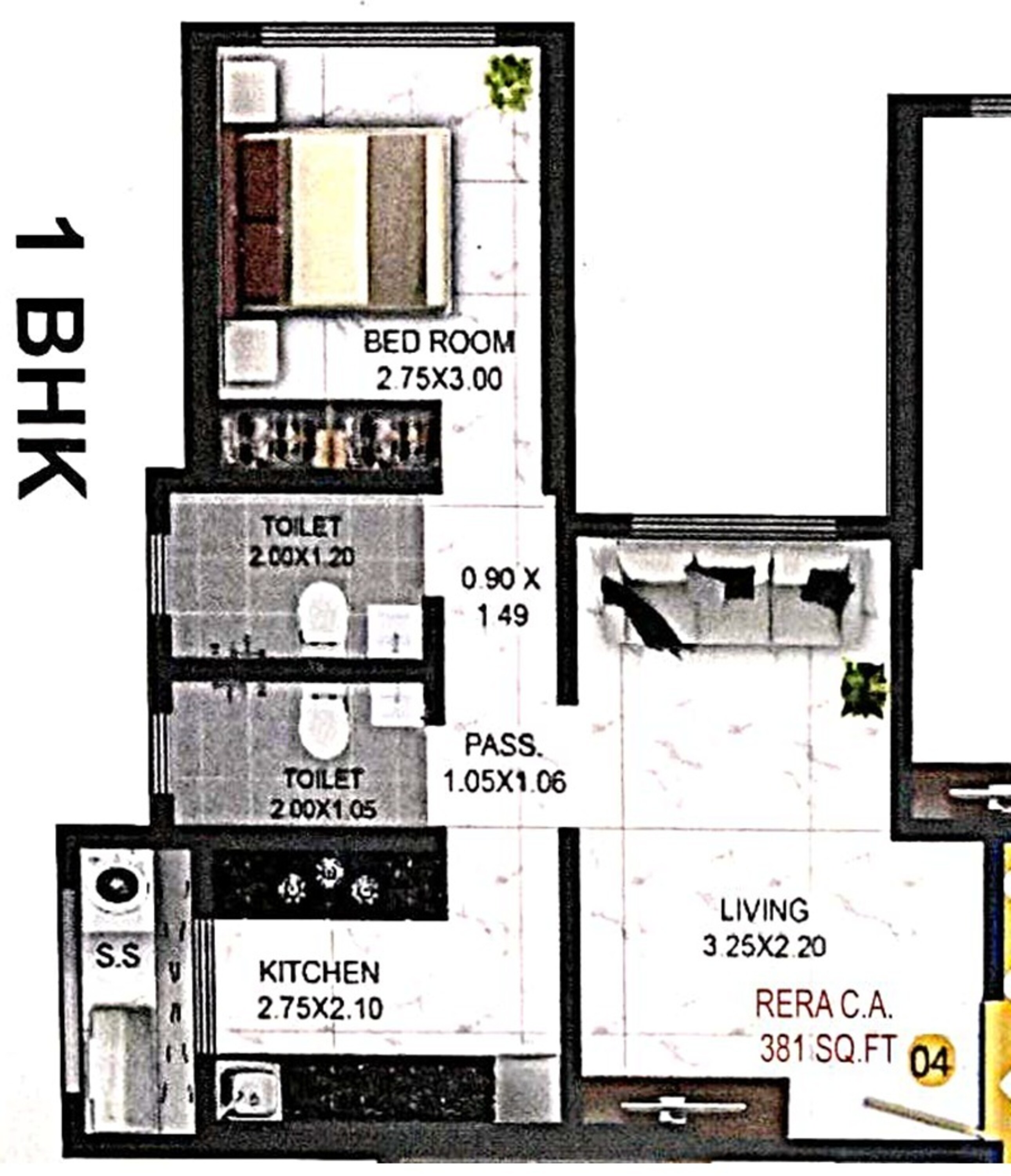 1 BHK 381 Sq. Ft. Apartment in Puro Heights