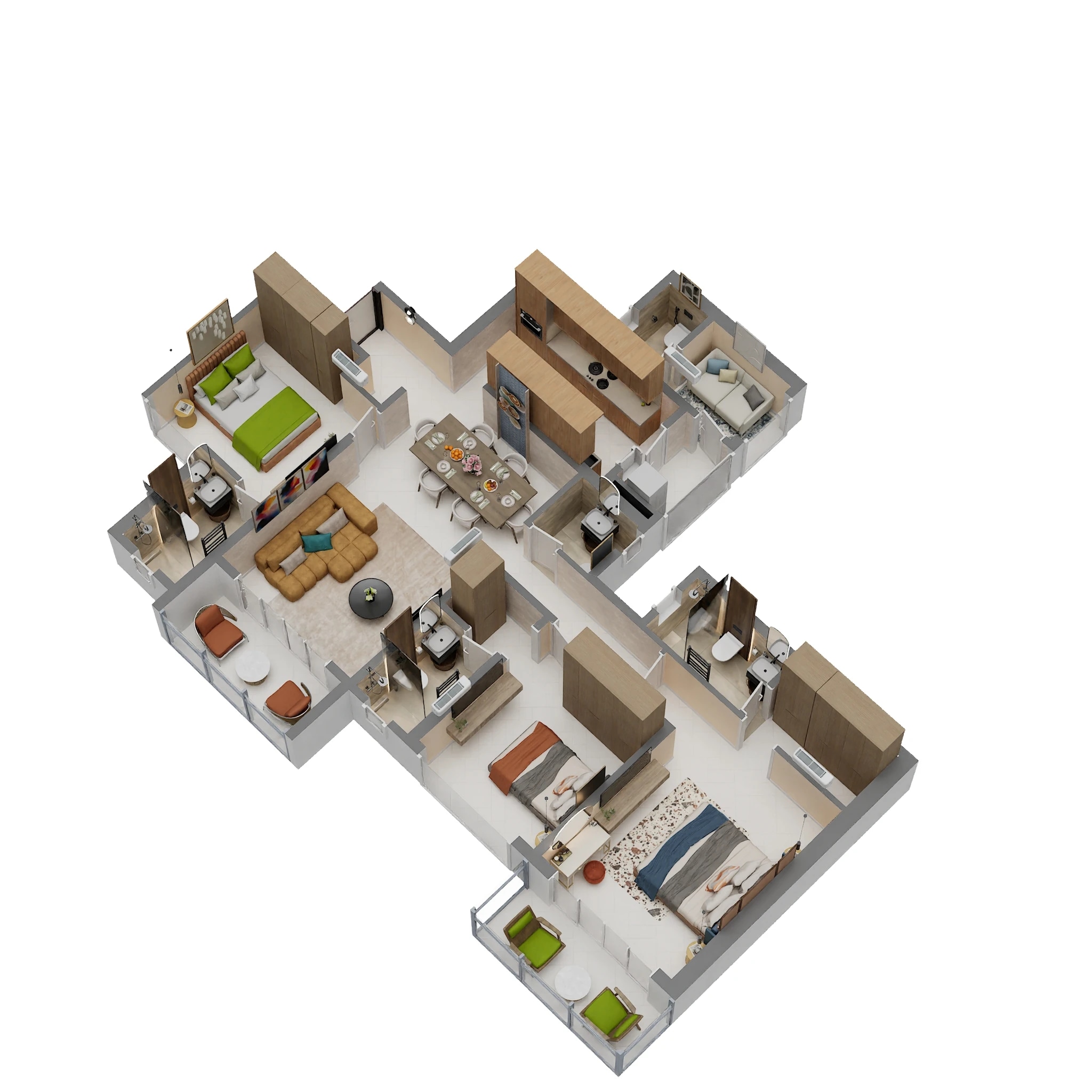 Floor plan of 3 BHK 1204 Sq. Ft. Apartment in Purva Estrella, Mumbai