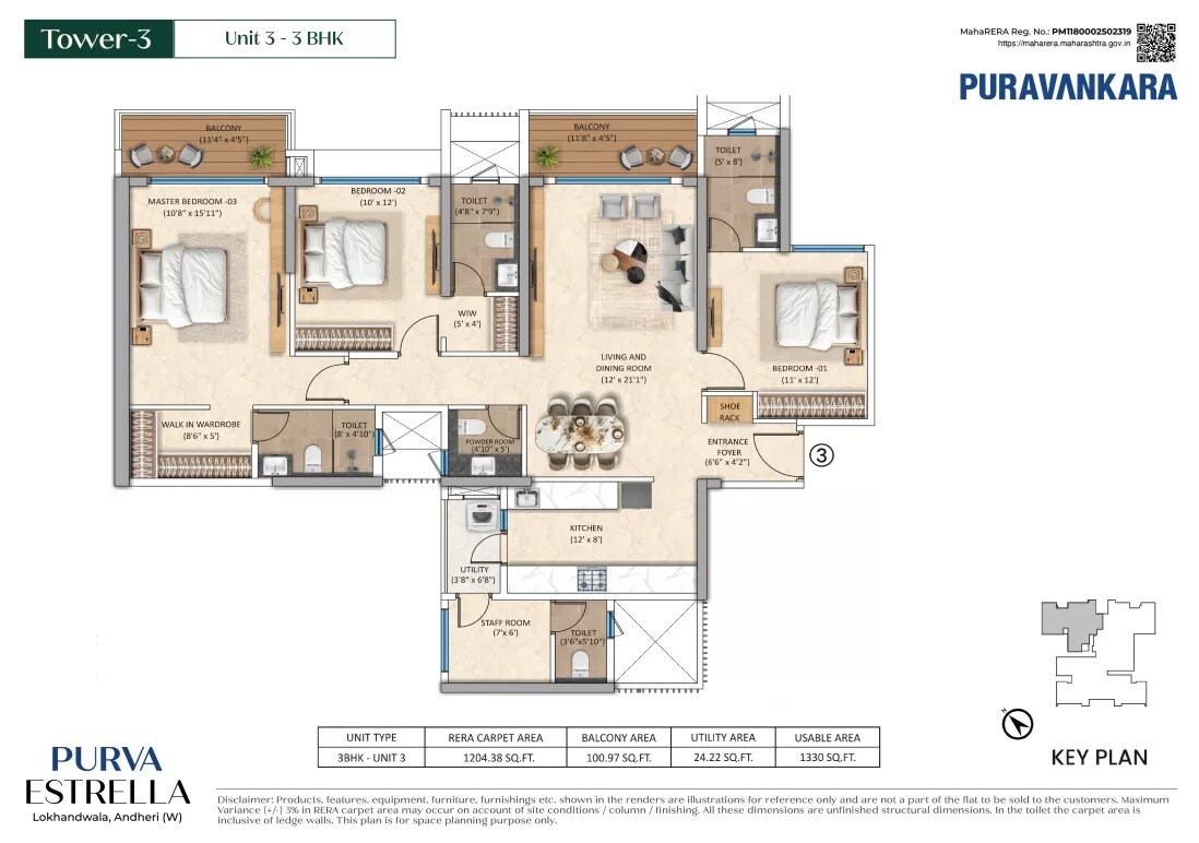 3 BHK 1204 Sq. Ft. Apartment