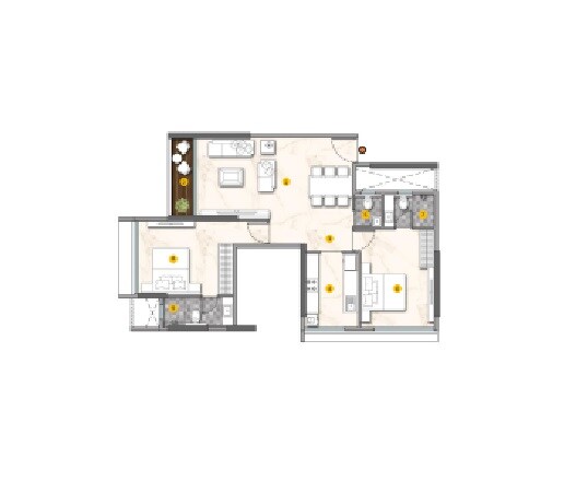 Floor plan of 2 BHK 451 Sq. Ft. Apartment in R And R Vibha Vasu, Mumbai
