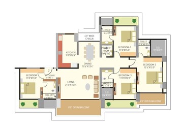  4 BHK Apartment at RA Residences, Dadar East – for Rent