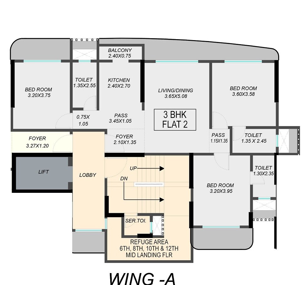 Floor plan of 3 BHK 1479 Sq. Ft. Apartment in Rachanaa Laxmi Prabha, Mumbai