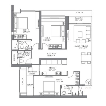  3 BHK Apartment at Radius Imperial Heights Epitome, Best Nagar – for Rent