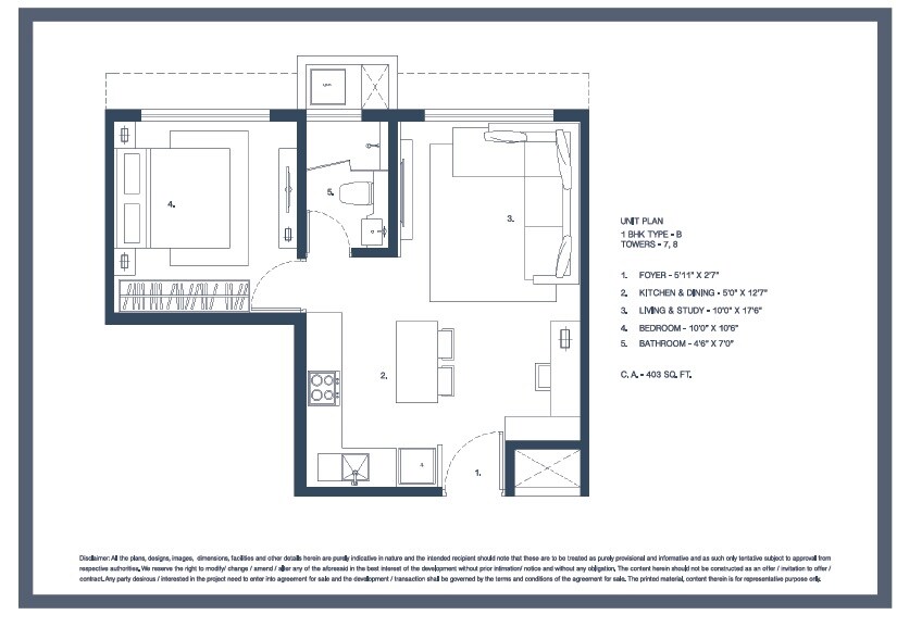 Floor plan of 1 BHK 665 Sq. Ft. Apartment in Radius Central Park, Mumbai