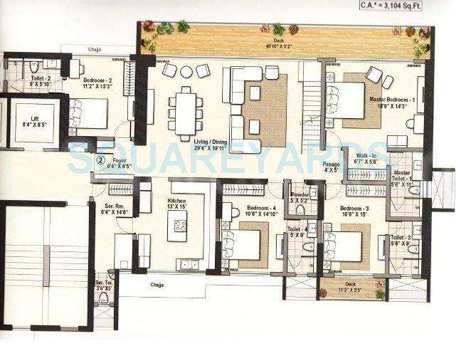 4 BHK 3104 Sq. Ft. Apartment in Raheja Reflections Odyssey
