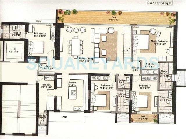4 BHK 3407 Sq. Ft. Apartment