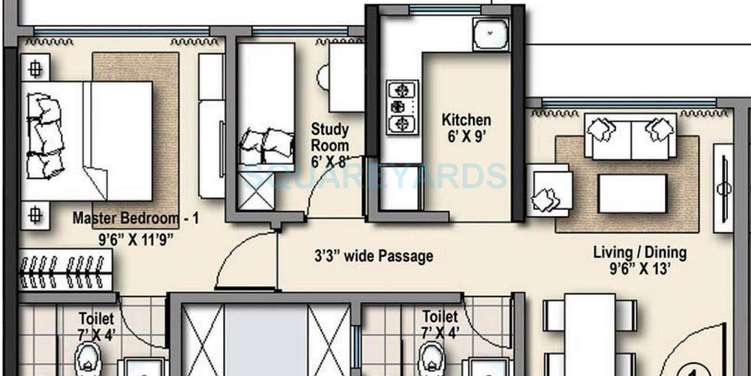 raheja ridgewood apartment 1bhk 690sqft1