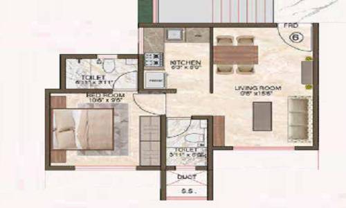 1 BHK 381 Sq. Ft. Apartment