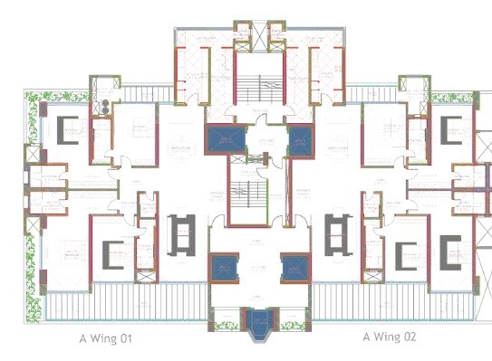 Floor plan of 4 BHK 3023 Sq. Ft. Apartment in Raiaskaran Parthenon, Mumbai