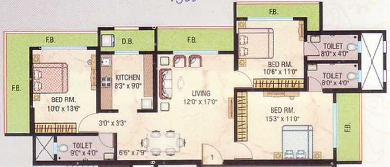 Raj  Shree Krishna Apartments 3 BHK Layout