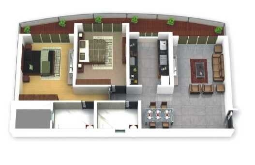 Floor plan of 2 BHK 1120 Sq. Ft. Apartment in Raj Altezza, Mumbai