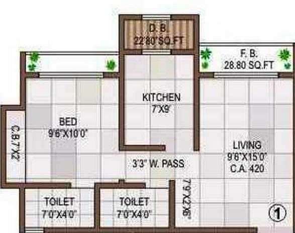 1 BHK 681 Sq. Ft. Apartment in Raj G N Residency