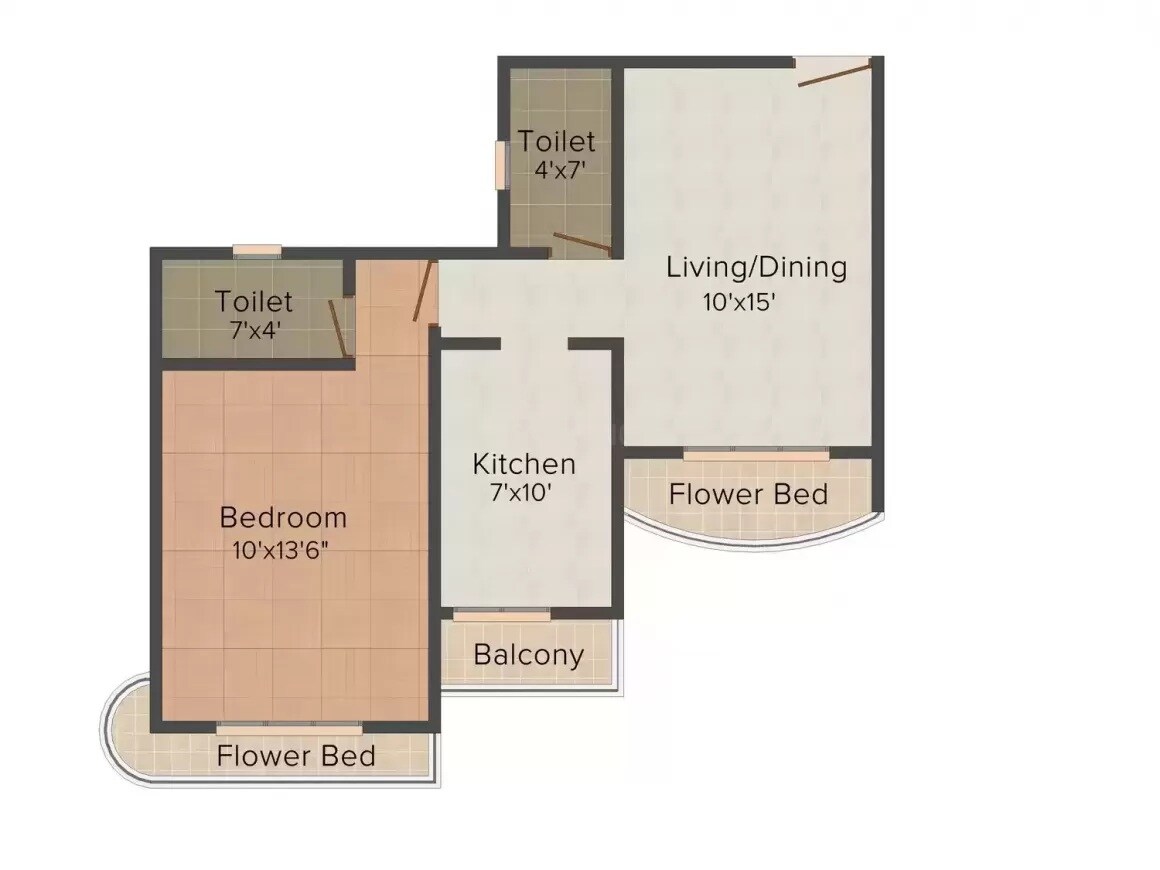 Floor plan of 1 BHK 473 Sq. Ft. Apartment in Rajendra Dolphin Tower, Mumbai