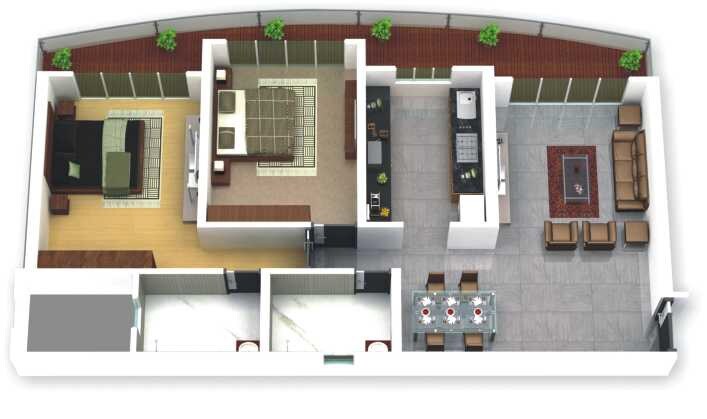 Floor plan of 2 BHK 659 Sq. Ft. Apartment in Rajesh Raj Altezza, Mumbai