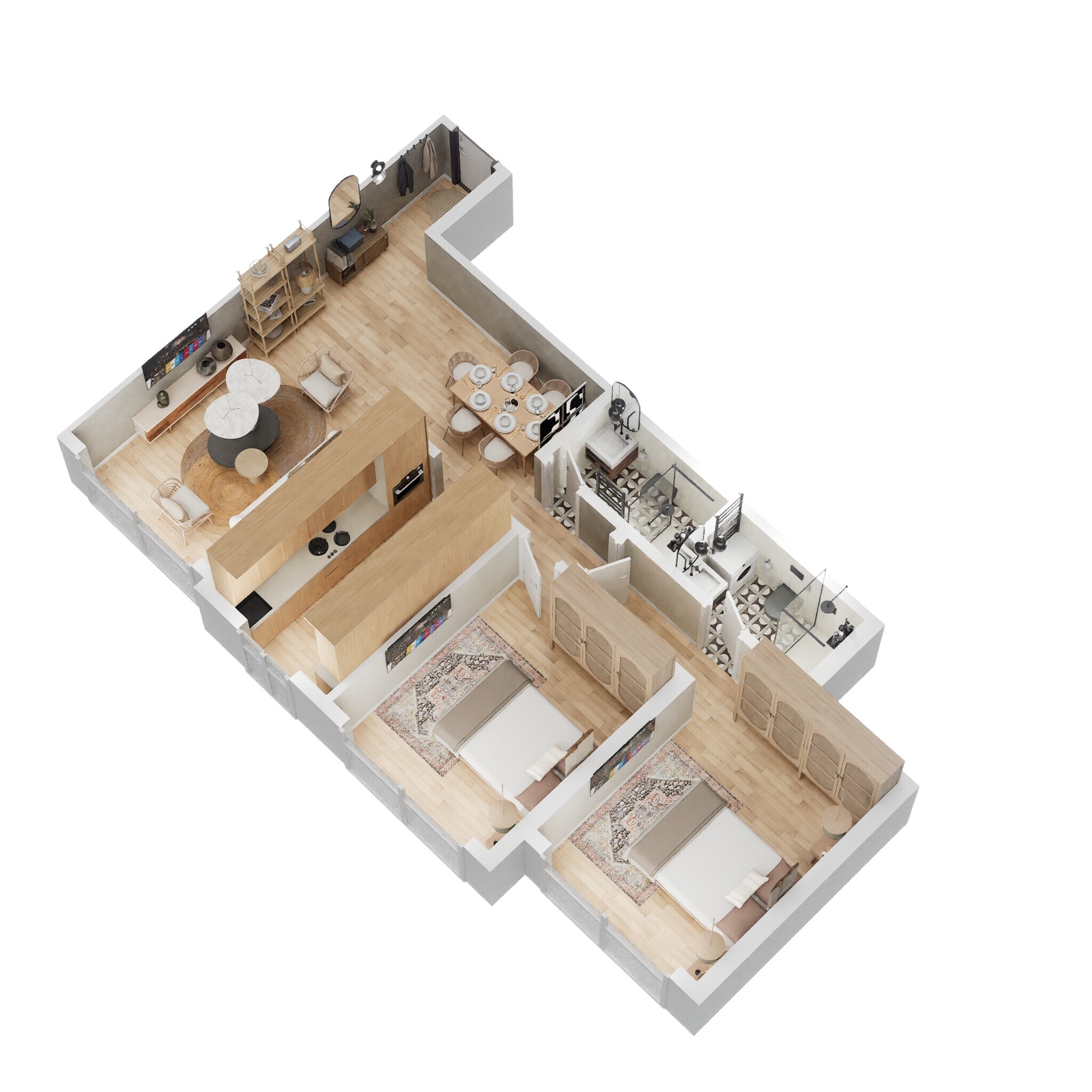 Floor plan of 2 BHK 740 Sq. Ft. Apartment in Rajesh Raj Infinia, Mumbai