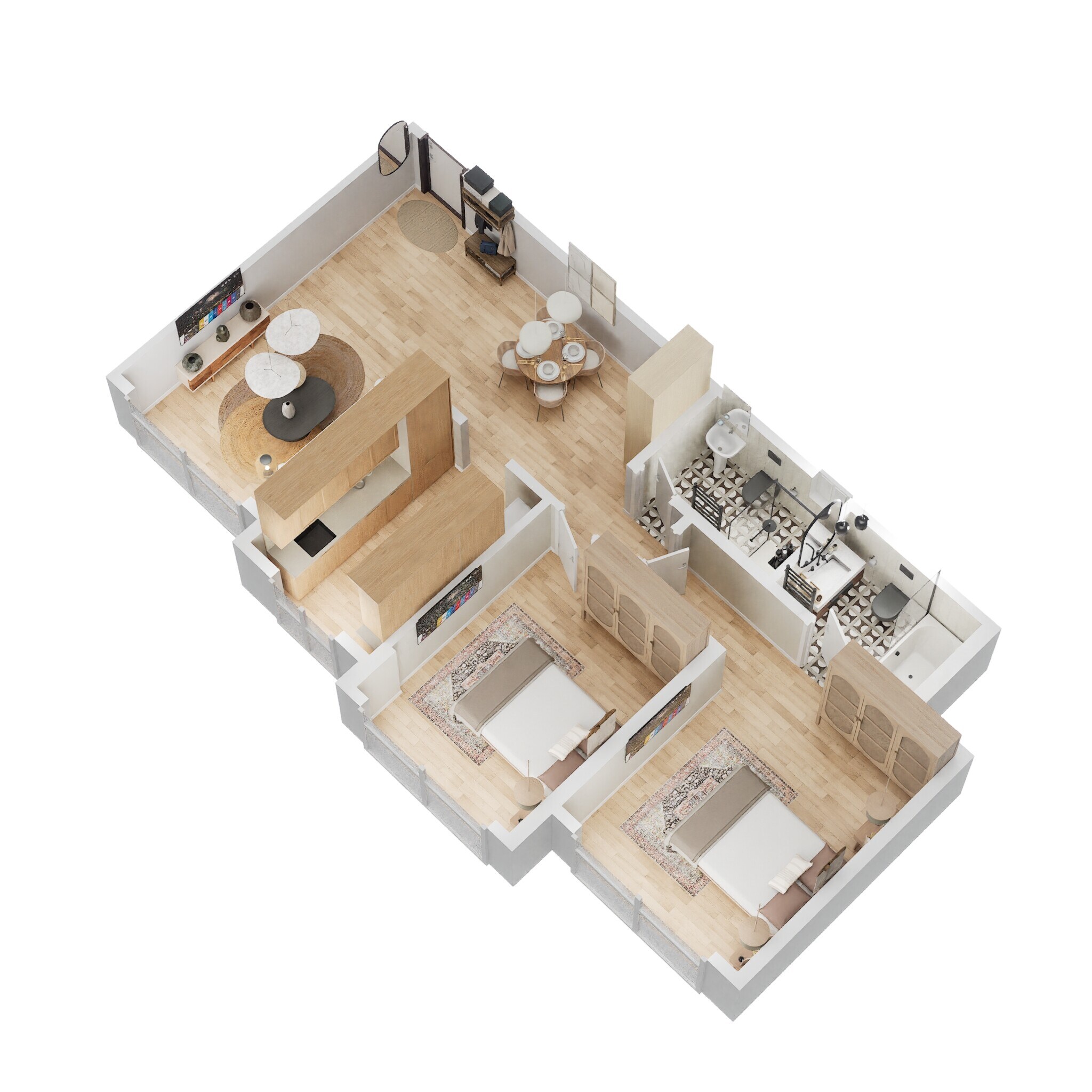 Floor plan of 2 BHK 797 Sq. Ft. Apartment in Rajesh Raj Infinia, Mumbai