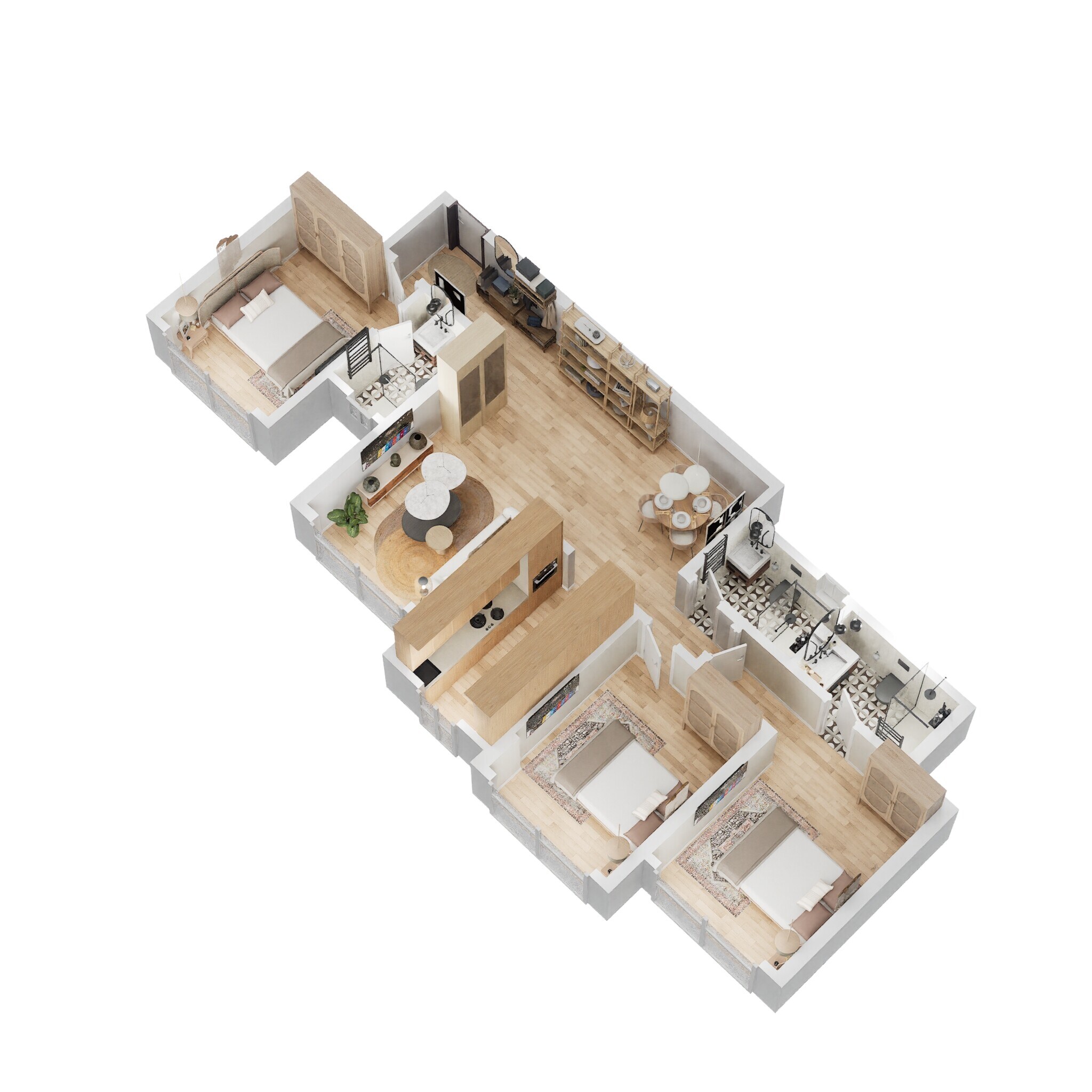Floor plan of 3 BHK 1031 Sq. Ft. Apartment in Rajesh Raj Infinia, Mumbai