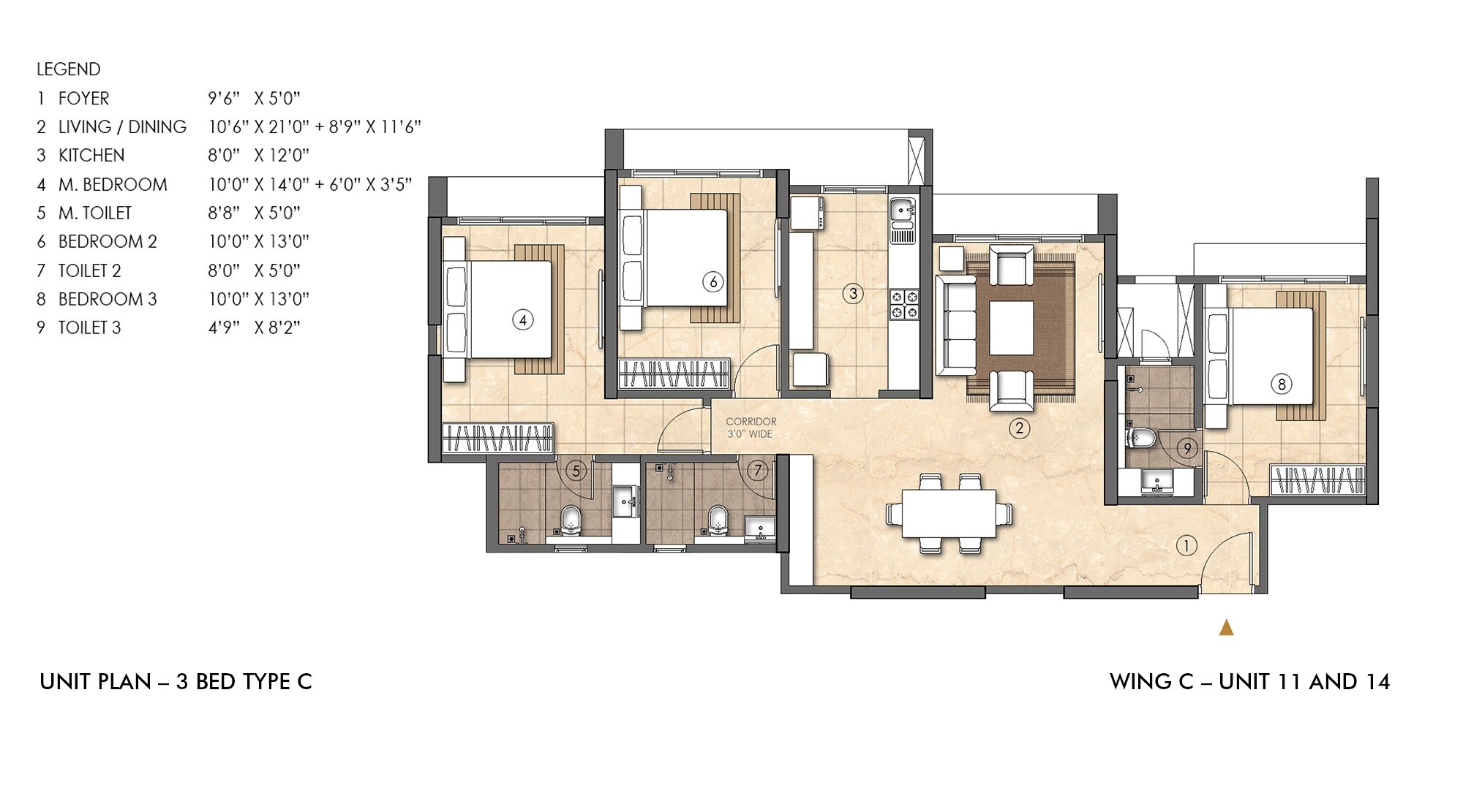  3 BHK Apartment at Rajesh Raj Infinia, Evershine Nagar – for Sale