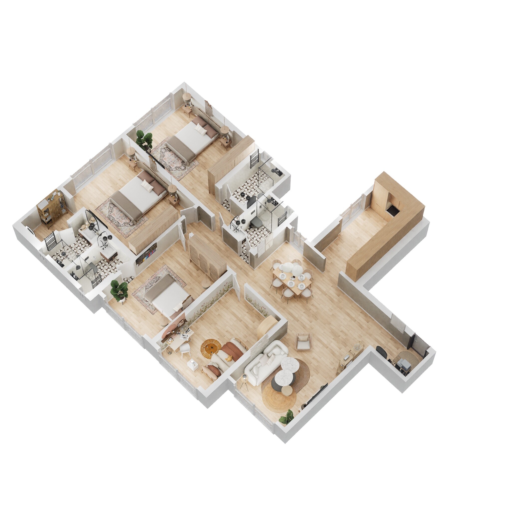Floor plan of 4 BHK 1563 Sq. Ft. Apartment in Rajesh Raj Infinia, Mumbai