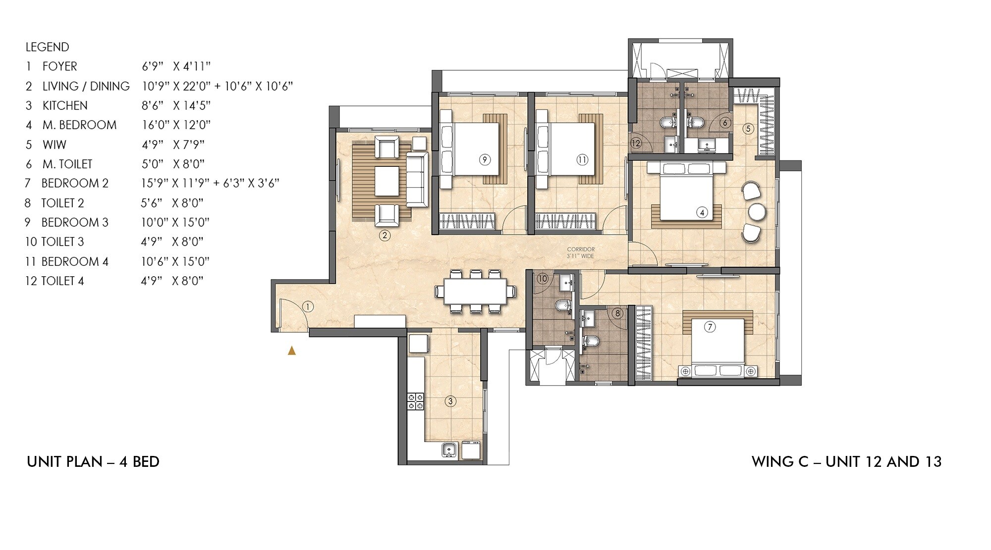  4 BHK Apartment at Rajesh Raj Infinia, Malad West – for Rent