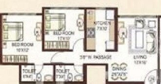 2 BHK 1100 Sq. Ft. Apartment