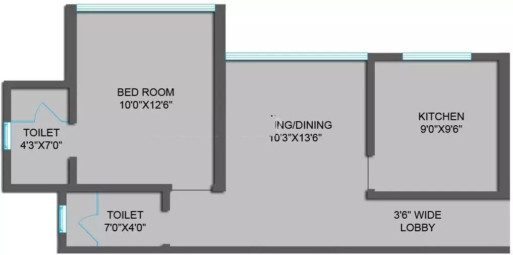 Floor plan of 1 BHK 465 Sq. Ft. Apartment in Rajesh White City, Mumbai