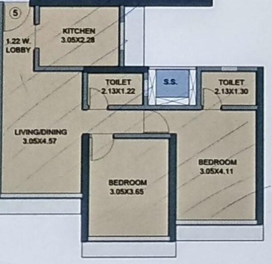 Floor plan of 4 BHK 845 Sq. Ft. Apartment in Rajesh White City, Mumbai