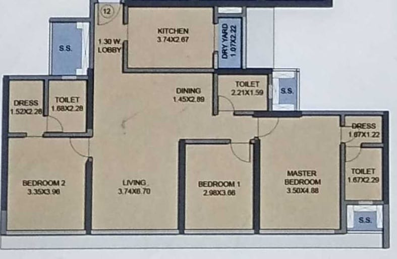 3 BHK 1202 Sq. Ft. Apartment