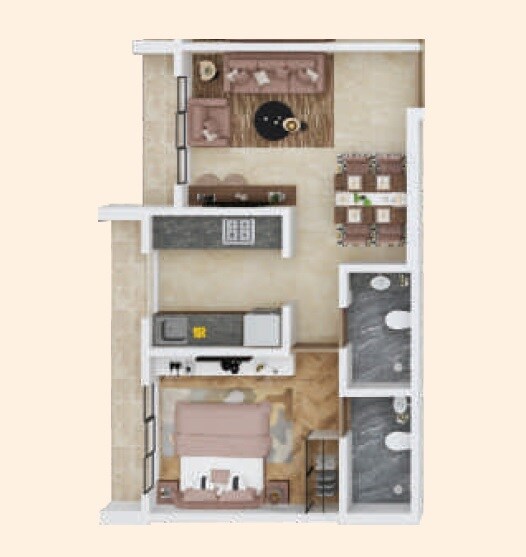 Floor plan of 1 BHK Apartment - 423 sq. ft. in Rajlaxmi Residency Khar East, Mumbai