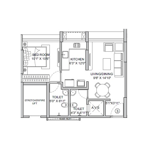 1 BHK 435 Sq. Ft. Apartment in Rajshree Forty Three East