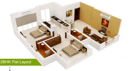 2 BHK 741 Sq. Ft. Apartment in Rajshree Status